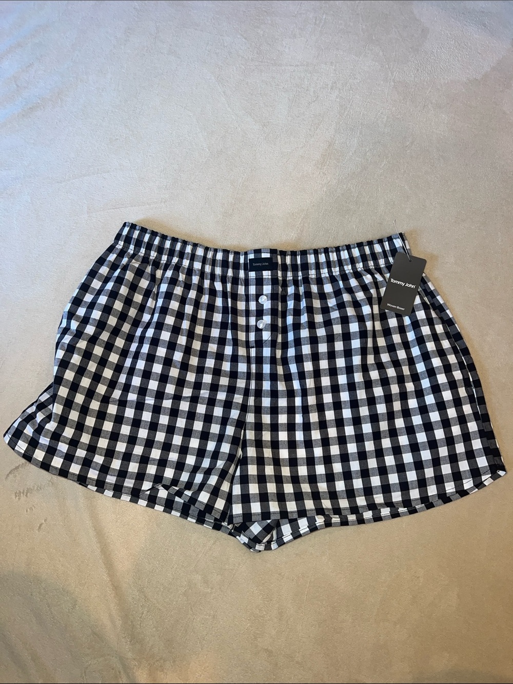 Tommy John Black & White Gingham Woven Boxer  Shorts